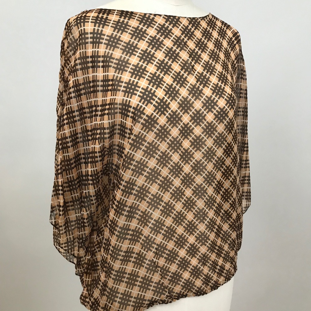 1970's Vintage silk chiffon blouson top 'Jardine' sz l/xl